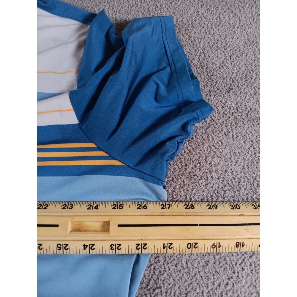 Adidas Golf Polo Shirt Mens 2XL Blue Striped Climalite Performance Stretch
